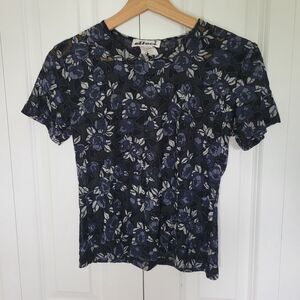 Effect 90s Shirt Blue with Hearts Sheer Size Medium